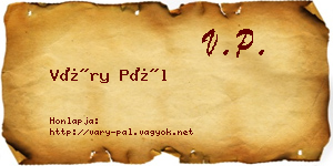 Váry Pál névjegykártya